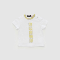 Picture of White T-shirt With Yellow BG Design In Front For Kids - 22SS0BG1513