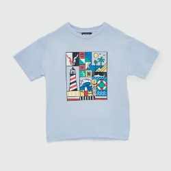 Picture of Light Blue T-shirt With Print For Boys - 22SS1NB3554